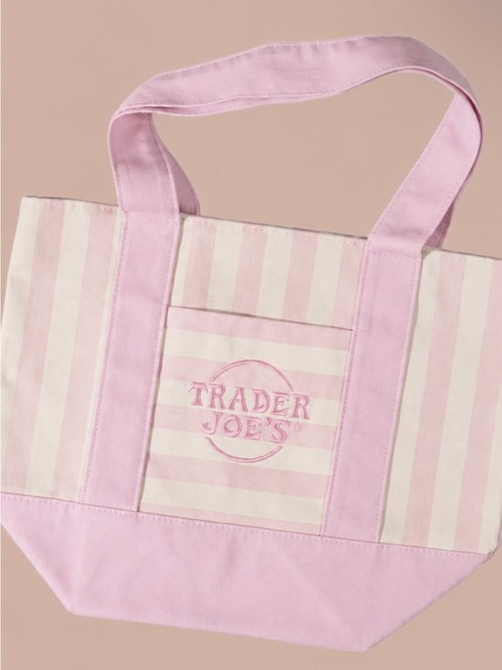 Trader Joe’s Handbags - Trader Joe’s Pink Stripe Canvas Tote Bag NWT